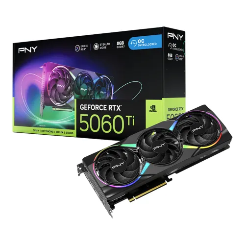PNY GeForce RTX 5060 Ti EPIC-X RGB OC Triple Fan Graphics Card — 8GB GDDR7