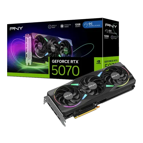 PNY GeForce RTX 5070 EPIC-X RGB OC Triple Fan Graphics Card — 12GB GDDR7, ARGB