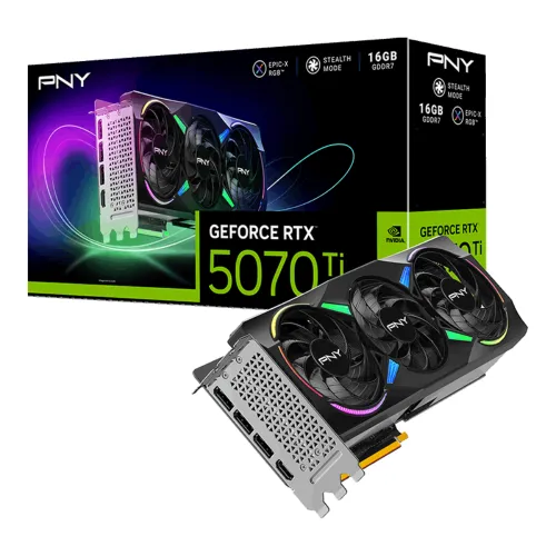 PNY GeForce RTX 5070 Ti ARGB EPIC-X RGB Triple Fan Graphics Card — 16GB, GDDR7
