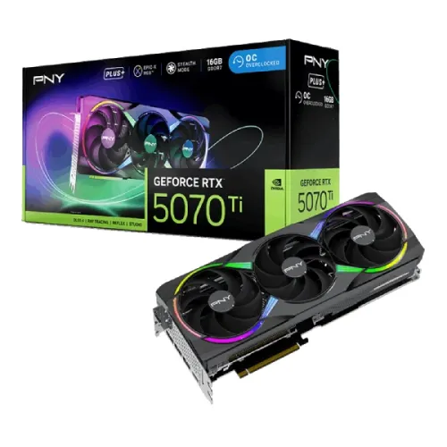 PNY GeForce RTX 5070 Ti Epic-X ARGB OC Triple Fan Graphics Card — 16GB GDDR7
