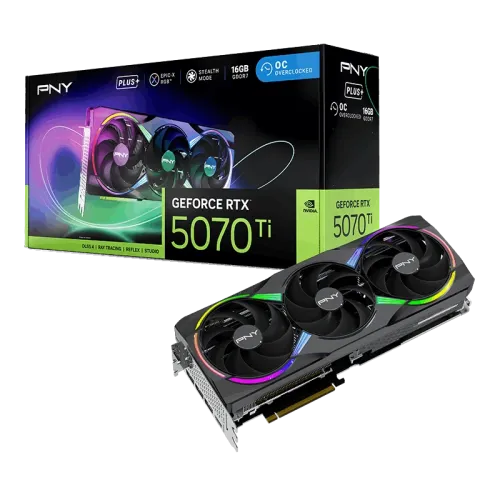 PNY GeForce RTX 5070 Ti EPIC-X RGB Overclocked Triple Fan Plus Graphics Card — 16GB GDDR7