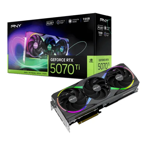 PNY GeForce RTX 5070 Ti EPIC-X RGB Triple Fan Plus Graphics Card — 16GB GDDR7