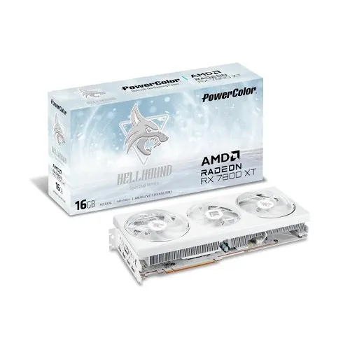 PowerColor Hellhound Spectral White AMD Radeon RX 7800 XT Graphics Card — 16GB GDDR6