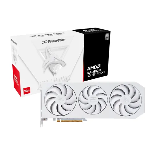 PowerColor Hellhound Spectral AMD Radeon RX 9070 XT Graphics Card — 16GB GDDR6, White