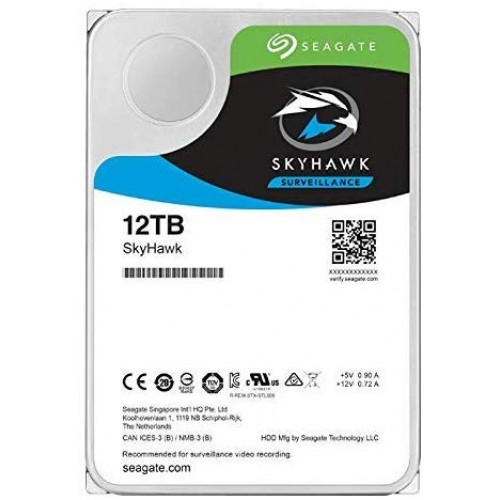 Seagate Skyhawk Surveillance HDD — 12TB, 3.5" SATA (ST12000VX0008)