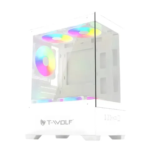 T-Wolf Ice Cooler X5 M-ATX Mid Tower Gaming Case White — ARGB