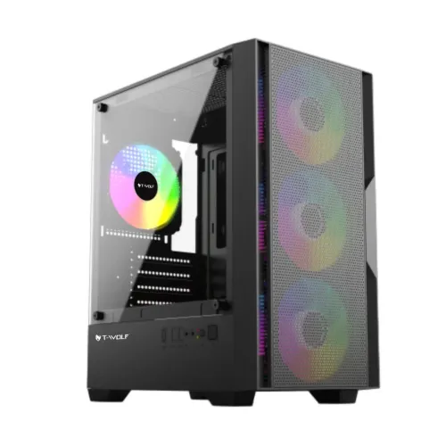 T-Wolf Phantom X4 Mid Tower Gaming Case — RGB, M-ATX, With 200W PSU