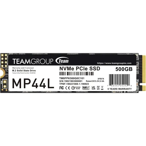 Team MP44L 500GB SSD — M.2 PCIe Gen4, NVMe