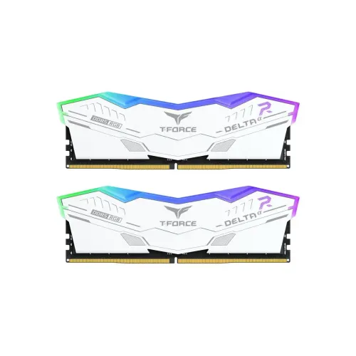 TEAM T-FORCE DELTA RGB Gaming Memory White — 32GB (2 x 16GB) DDR5 6000MHz, for AMD EXPO