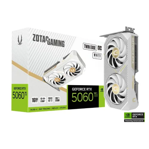 ZOTAC GAMING GeForce RTX 5060 Ti Twin Edge OC Graphics Card — 16GB, White Edition