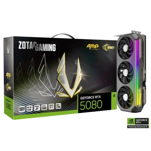 ZOTAC GAMING GeForce RTX 5080 AMP Extreme INFINITY Graphics Card — 16GB, GDDR7
