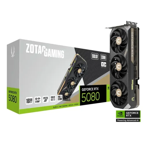 ZOTAC GAMING GeForce RTX 5080 Graphics Card — SOLID CORE OC, 16GB GDDR7