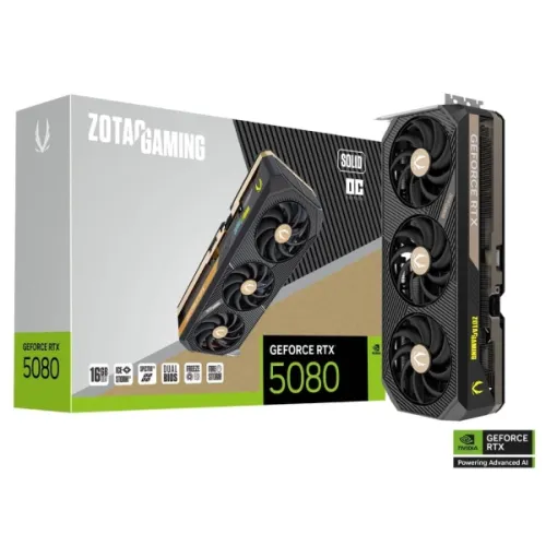 ZOTAC GAMING GeForce RTX 5080 SOLID OC Graphics Card — 16GB GDDR7