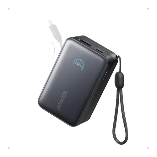 Anker Nano Power Bank — 10000mAh, 45W, Built-in Type-C Cable