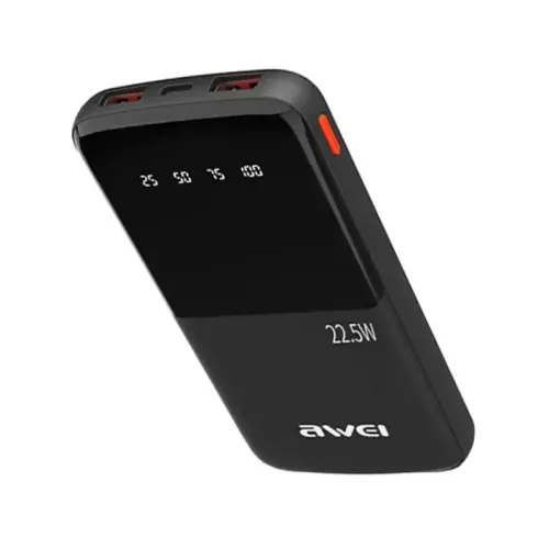 Awei P10K Digital Display Power Bank — 10000mAh, 22.5W, Fast Charging