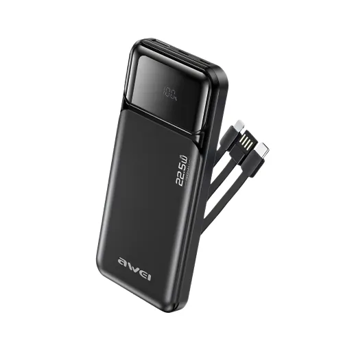 Awei PA-91 Power Bank — 10000mAh, 22.5W Fast Charging, Built-in Cable