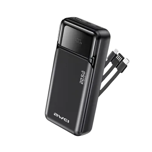 Awei PA-93 Power Bank — 20000mAh, 22.5W Fast Charging, Built-in Cable