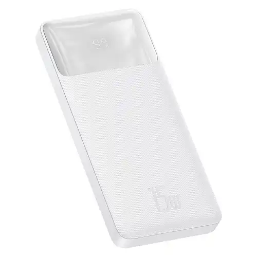 Baseus Bipow Digital Display Power Bank — 15W, 10000mAh, White