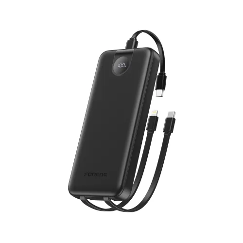 Foneng PX106 Power Bank — 10000mAh, 22.5W, Built-in Type-C and IP Cables