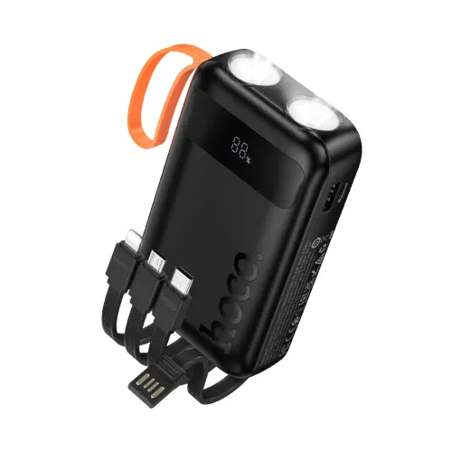Hoco J151 Spirit Flashlight Power Bank — 10000mAh, 10W, Fast Charging, With Built-in Cables
