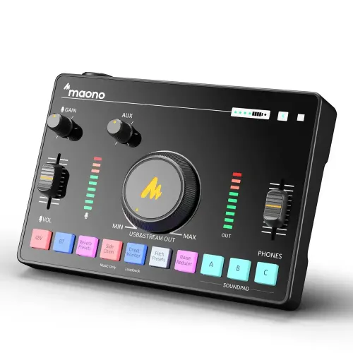 Maono Maonocaster AMC2 NEO Audio Mixer & Sound Card — One-Stop Streaming