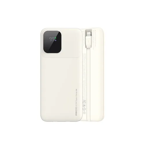 Recci RPB-P67 Power Bank — 10000mAh, 22.5W Fast Charging, Built-in Lightning Cable