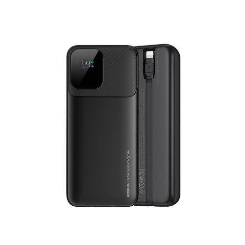 Recci RPB-P68 Power Bank — 20000mAh, 22.5W Fast Charging, Built-in Lightning & Type-C Cable