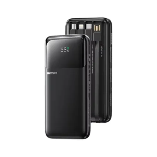 Remax FCP-2 Power Bank — 20000mAh, 22.5W Fast Charging, Built-in Cables