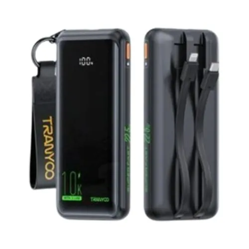 Tranyoo TK16 Power Bank — 10000mAh, 22.5W Fast Charging, Built-in Cables