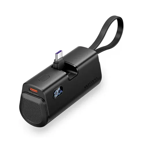 Vention FHQB0 Power Bank with Built-in Type-C and IP Cable — 4800mAh, 22.5W