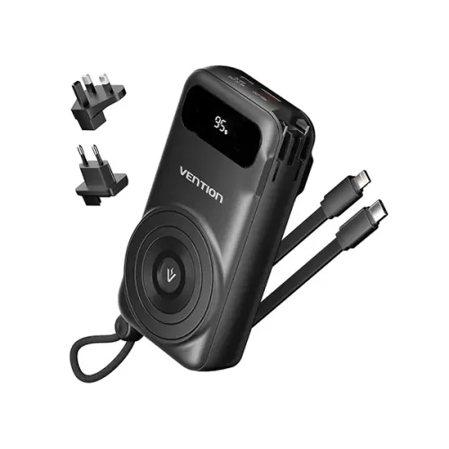 Vention FHXB0 Power Bank — 10000mAh, 22.5W, Built-in Type-C and IP Cable