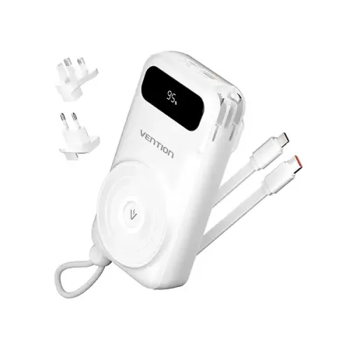Vention FHXW0 Power Bank — 10000mAh, 22.5W, Built-in Type-C and IP Cable