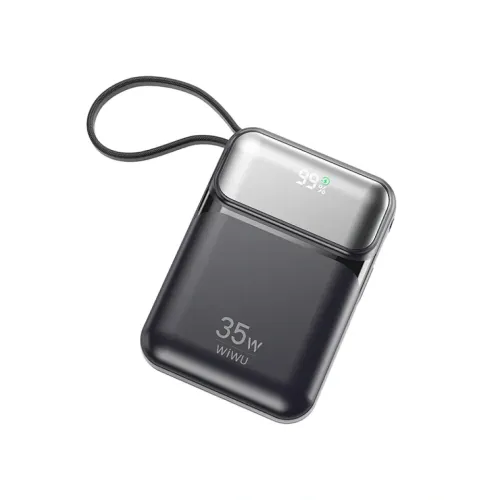 WiWU Galaxy Series Wi-P036 Power Bank — 35W, 20000mAh, Built-in Lightning and USB-C Cable