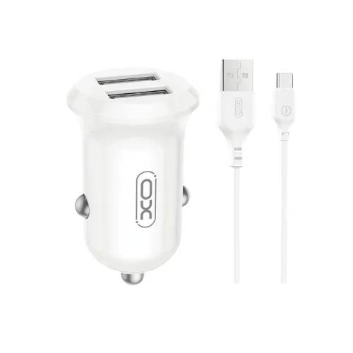 XO CC67 Car Charger — Dual USB Port, with Type-C Cable
