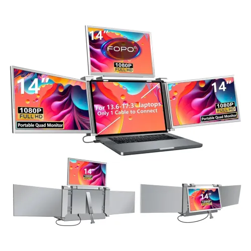 FOPO Quad-Screen Portable Monitor — 14" FHD IPS, 60Hz
