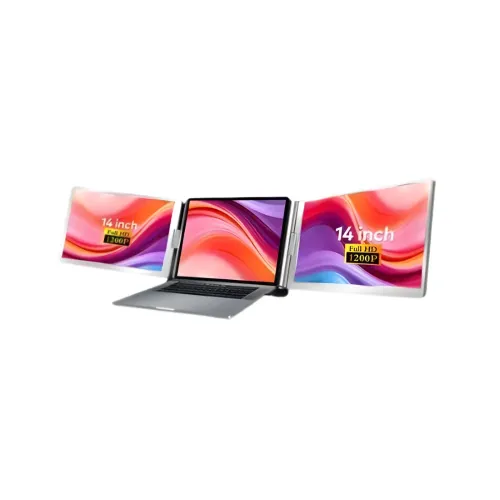 FOPO Portable Tri-Screen Monitor — 14" FHD IPS, 60Hz