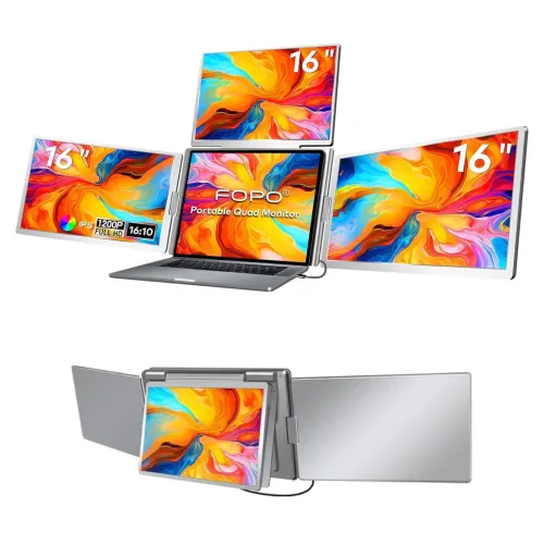 FOPO Quad-Screen Portable Monitor — 16" FHD IPS, 60Hz