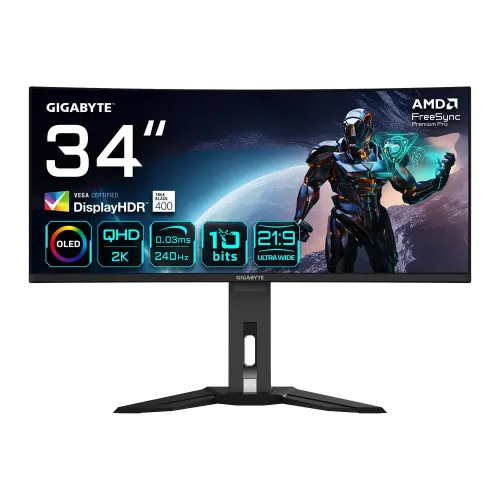 Gigabyte MO34WQC2 Curved Gaming Monitor — 34", WQHD OLED, 240Hz