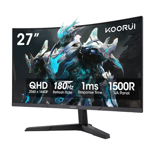 KOORUI 27E6QCA Curved Gaming Monitor — 27" 2K QHD VA, 180Hz