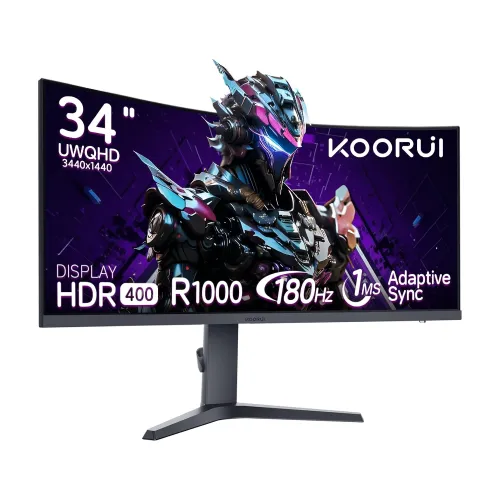 KOORUI 34E6UC Curved Gaming Monitor — 34" WQHD VA, 180Hz