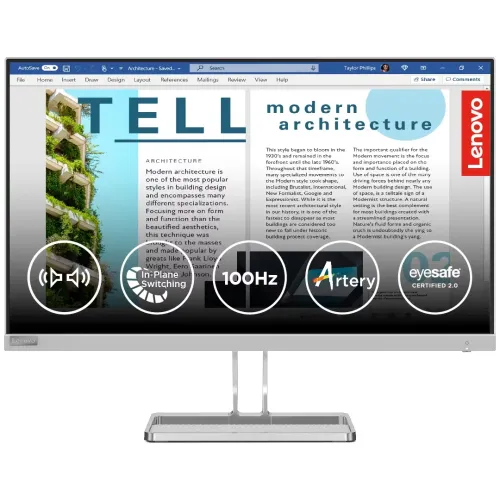 Lenovo L27i-40 Monitor — 27" FHD IPS, 100Hz