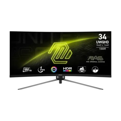 MSI MAG 345CQR Curved Gaming Monitor — 34" UWQHD VA, 180Hz, 1ms