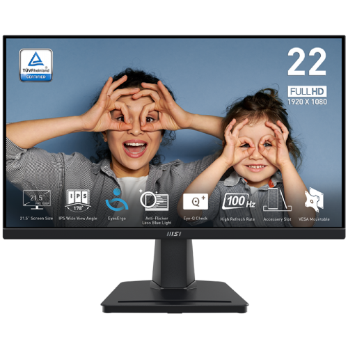 MSI PRO MP225 Monitor — 21.5" FHD IPS, 100Hz