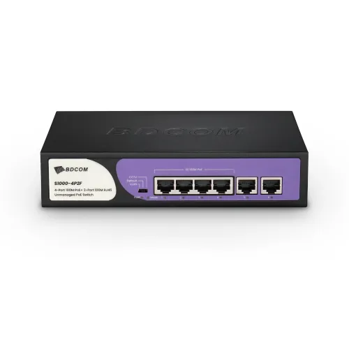 BDCOM S1000-4P2F Unmanaged PoE Switch — 4-Port 100mbps