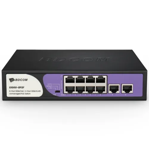 BDCOM S1000-8P2F Unmanaged PoE Switch — 8-Port, 100Mbps