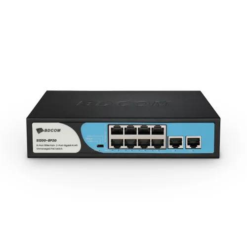 BDCOM S1200-8P2G PoE Switch — 8 Ports, 2 Gigabit Ports