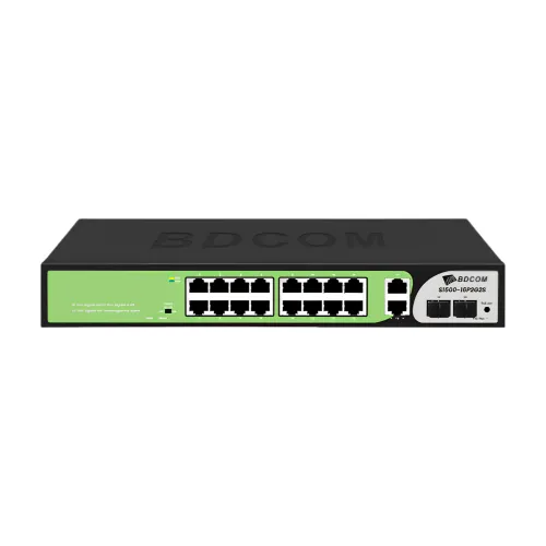BDCOM S1500-16P2G2S Unmanaged PoE Switch — 16-Port Gigabit