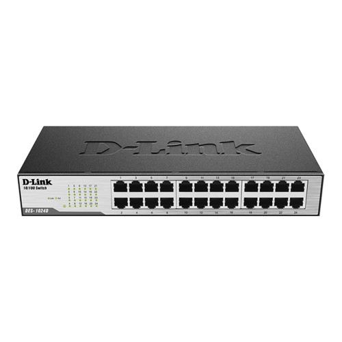 D-Link DES-1024D Fast Ethernet Unmanaged Rack Mount Switch — 24-Ports, 10/100