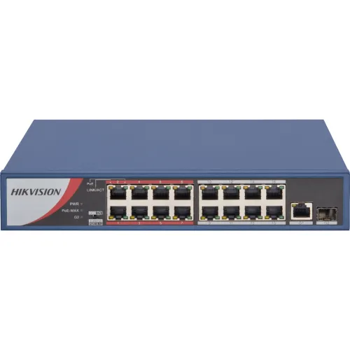 Hikvision DS-3E0318P-E/M(B) Unmanaged POE Switch — 16-Port Fast Ethernet