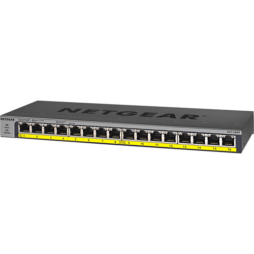 Netgear GS116LP Rackmount Unmanaged PoE/PoE+ Switch — 16-Port Gigabit Ethernet